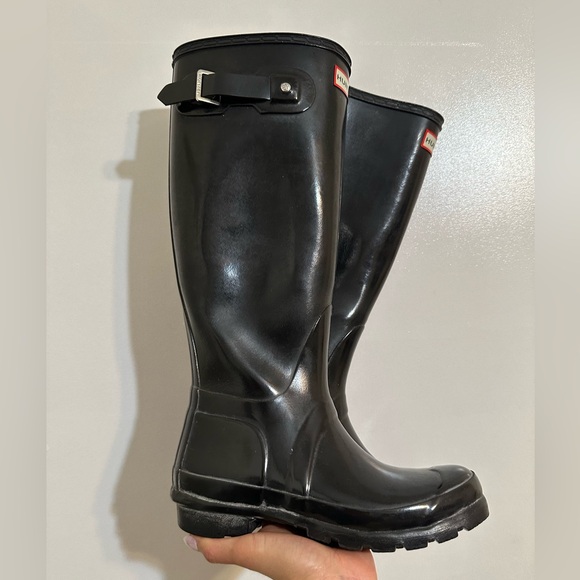 GUC HUNTER Original Tall Rubber Rain Boots Glossy Black - Picture 5 of 9